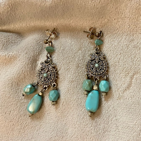 Avon Jewelry - Vintage Avon NR Stamped BOHO Style Turquoise color Earrings with posts